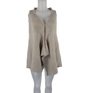 Free People Beige Women Crochet Back Shawl Poncho Clip Close OS